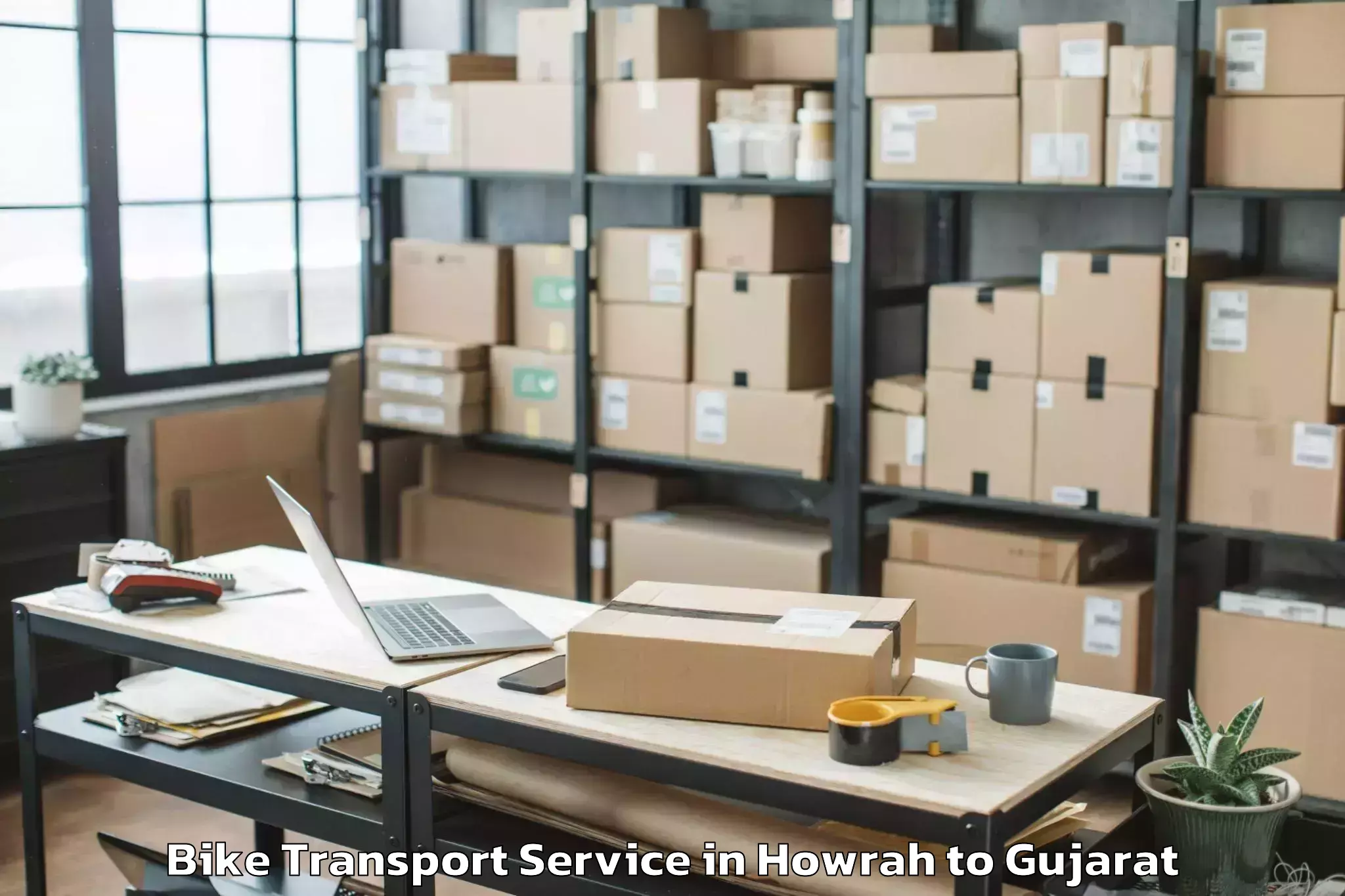 Comprehensive Howrah to Crystal Mall Rajkot Bike Transport